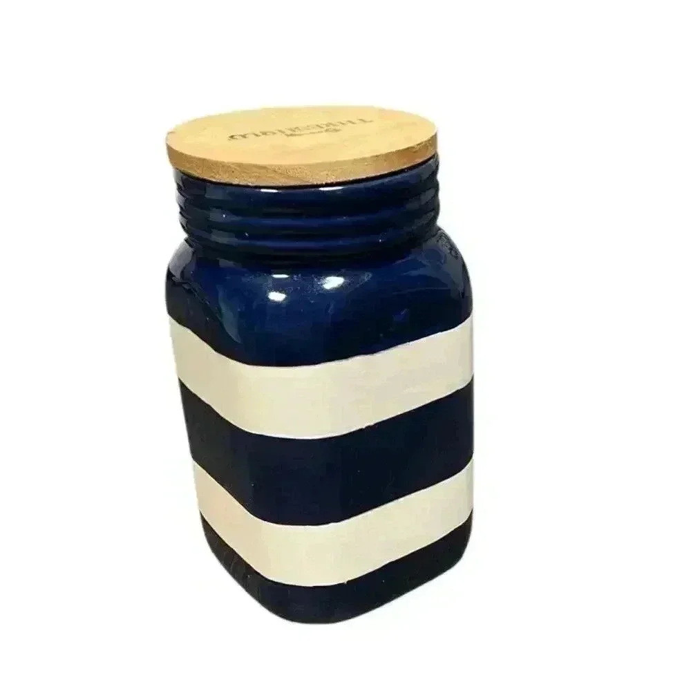 Threshold Glass Container Handmade Blue and White With Lid